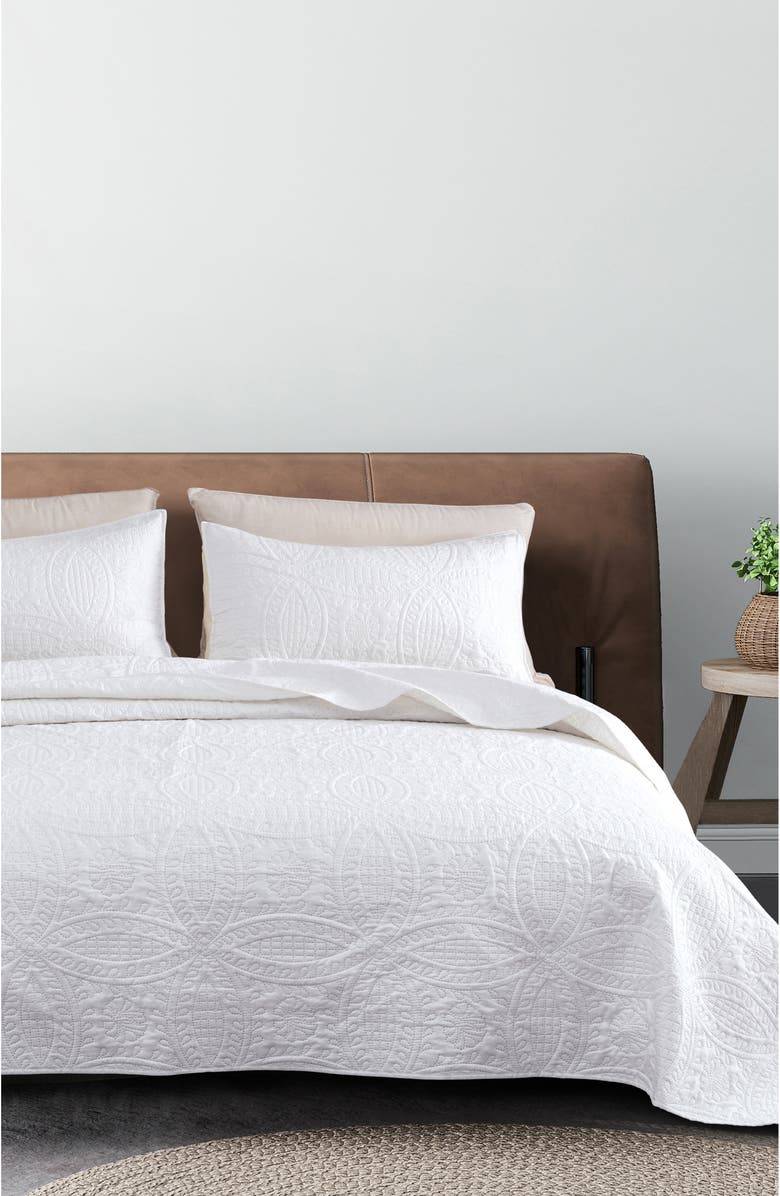 Woven & Weft Pinsonic Medallion Quilt Set, Main, color, White