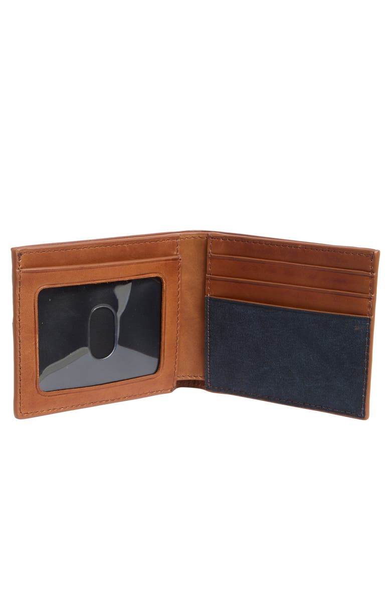 Johnston & Murphy Antique Canvas & Leather Bifold Wallet, Alternate, color, Navy