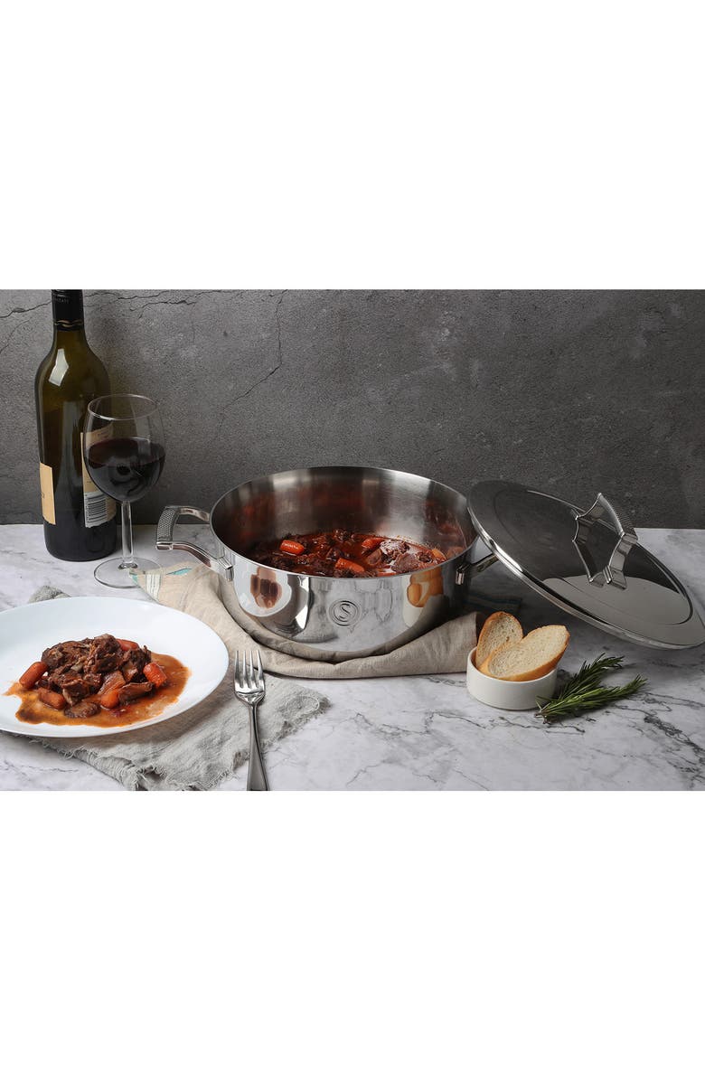 SAVEUR SELECTS 4 qt. 25cm Chef's Pan with Stainless Steel Cover, Alternate, color, Stainless Steel