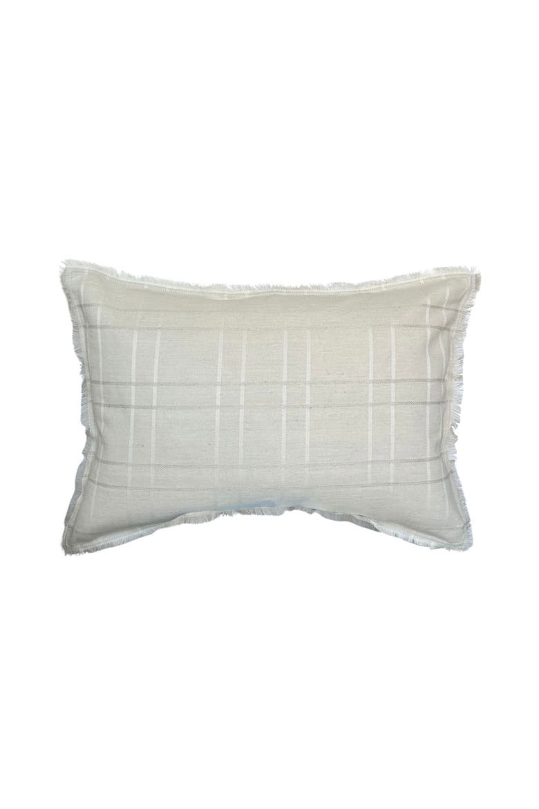 Teddy | Woven Cream Plaid Linen Pillow Cover, Alternate, color, Cream