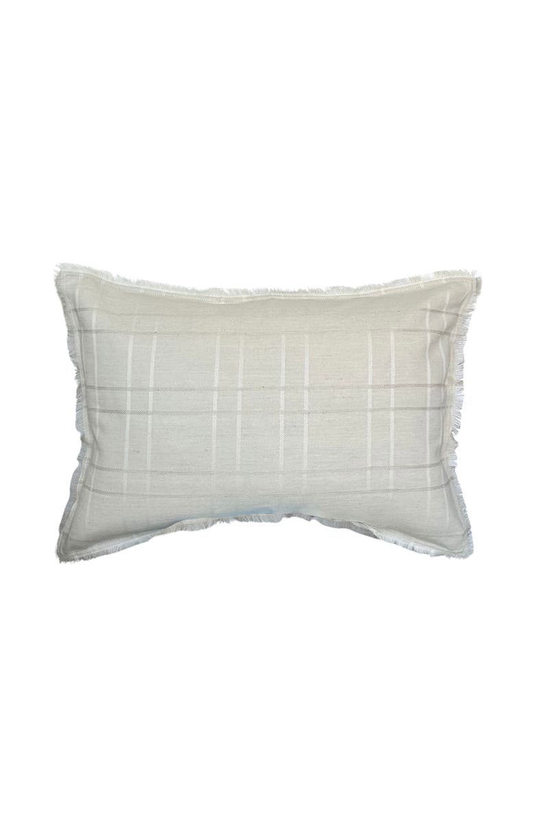 Linen & James Teddy | Woven Cream Plaid Linen Pillow Cover, Alternate, color, Cream