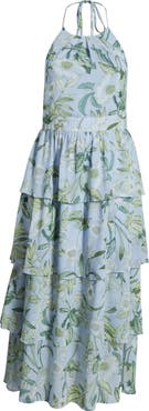 SUGARLIPS Serenade Tiered Halter Maxi Dress