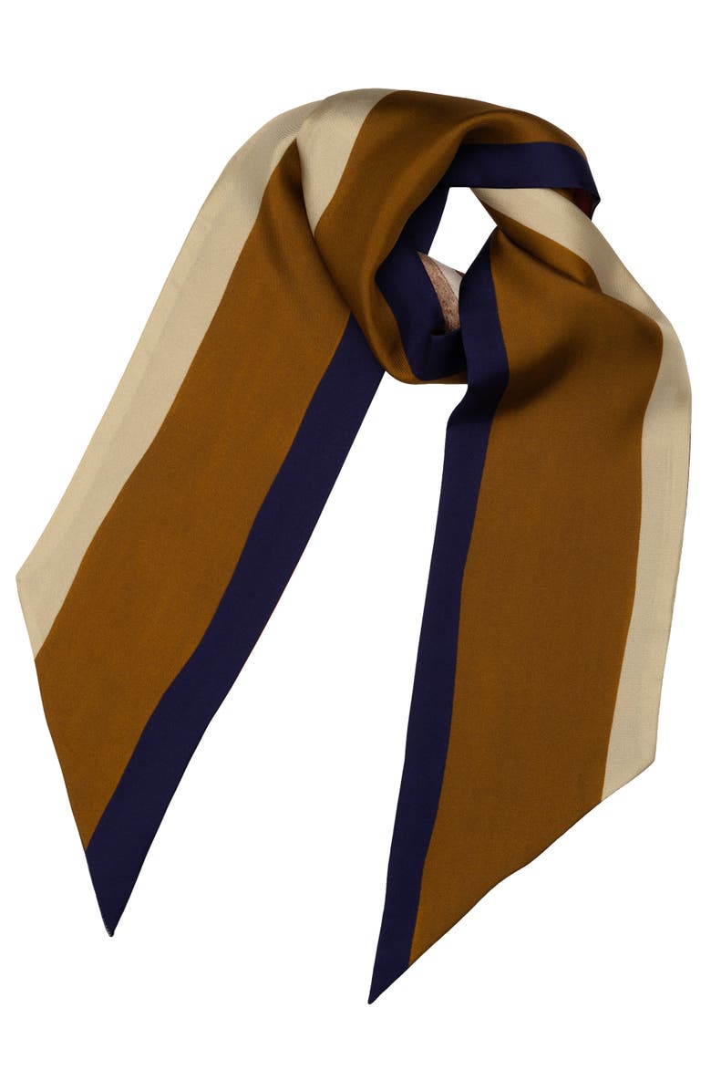 Elizabetta Lia - Skinny Silk Scarf, Main, color, Bronze & Indigo