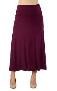 24seven Comfort Apparel Maternity Elastic Waist Maxi Skirt