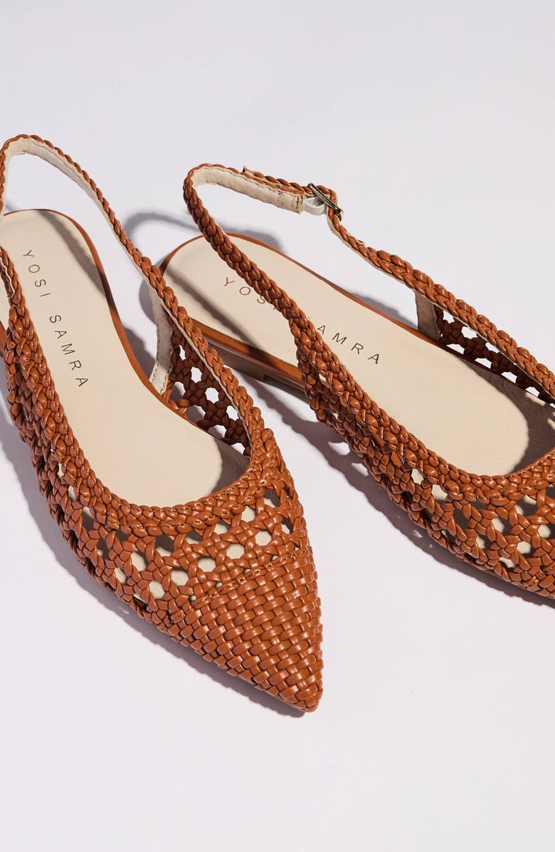 Yosi Samra Vera Slingback Pointed Cap Toe Flat, Alternate, color, Whiskey