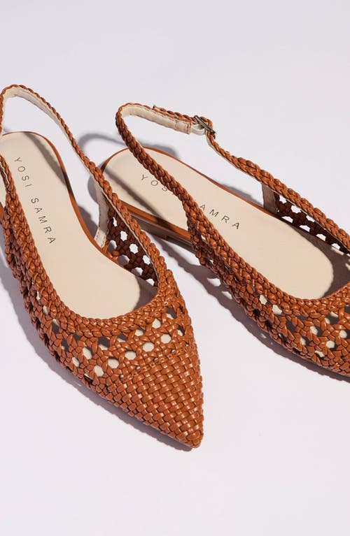 Yosi Samra Vera Slingback Pointed Cap Toe Flat In Brown