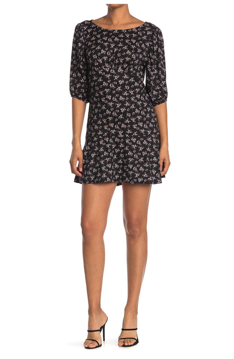 Velvet Torch Floral Puff Sleeve Mini Dress, Main, color, 