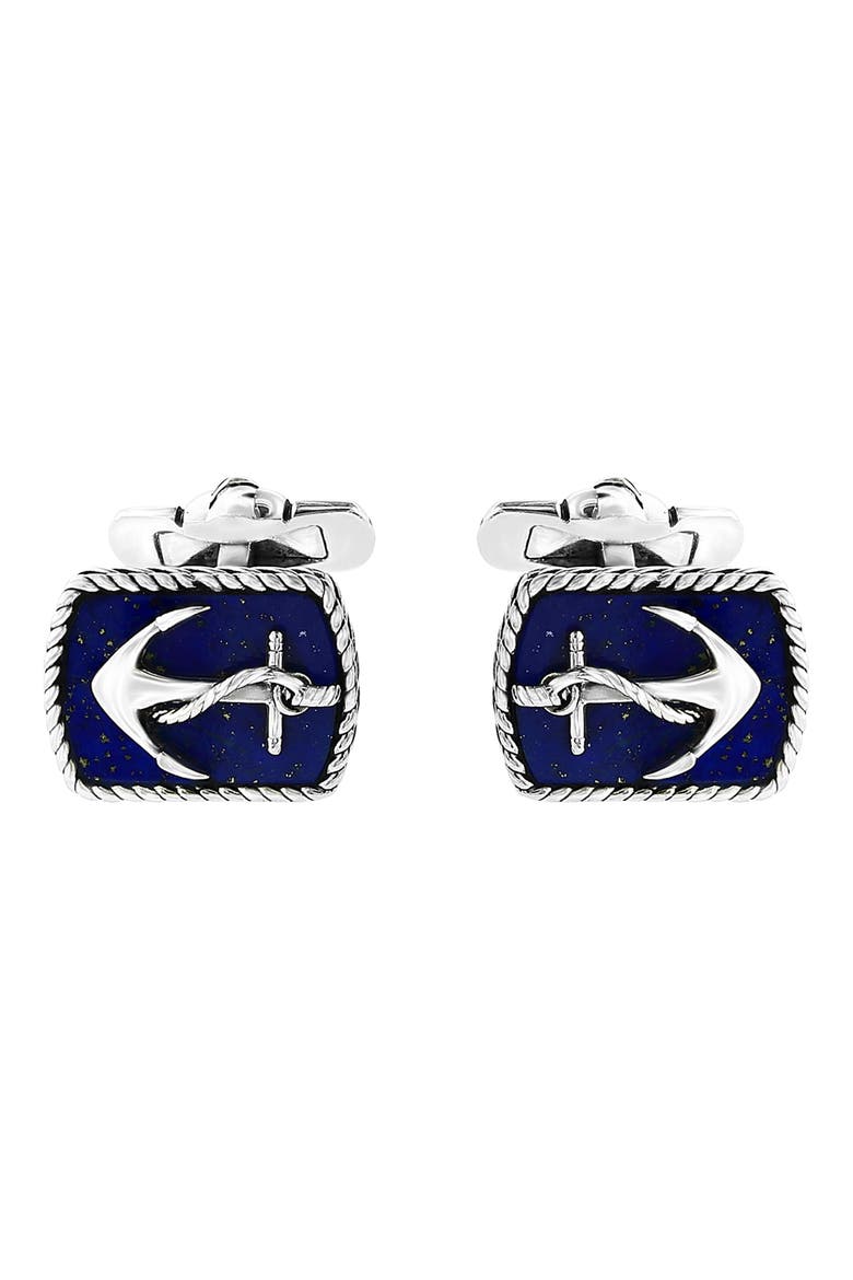 Anchor Cufflinks, Alternate, color, BLUE