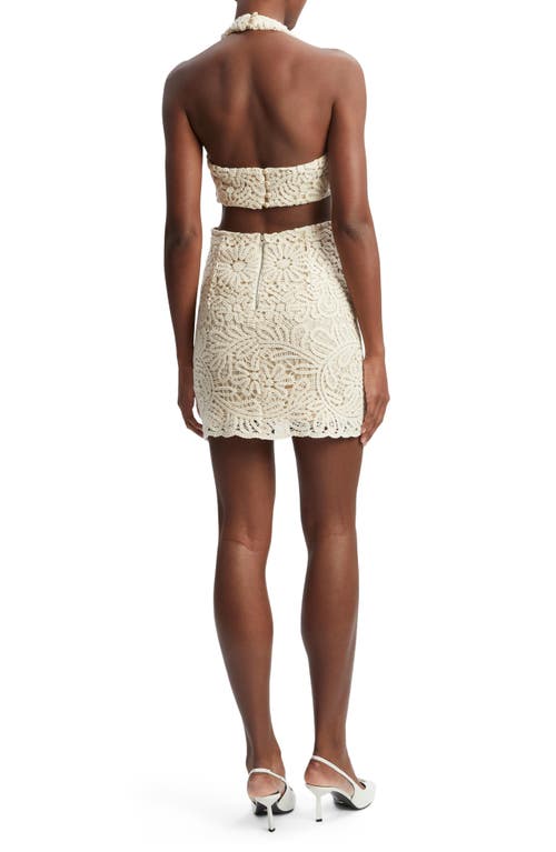 Bardot Arias Open Stitch Halter Minidress In Neutral