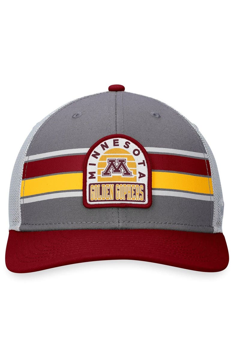 TOP OF THE WORLD Men's Top of the World Gray/Maroon Minnesota Golden Gophers Aurora Trucker Adjustable Hat, Alternate, color, 