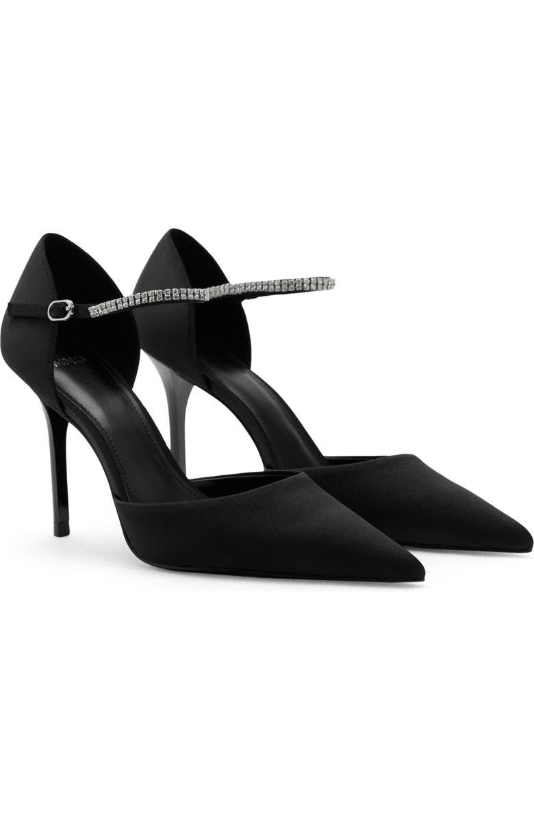 MANGO Strappy Heeled Pump with Rhinestones, Main, color, Black