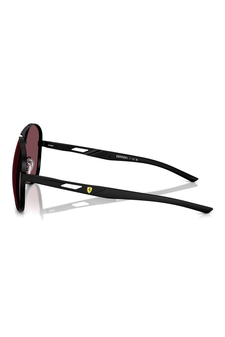 60mm Mirrored Pilot Sunglasses, Alternate, color, MATTE BLACK