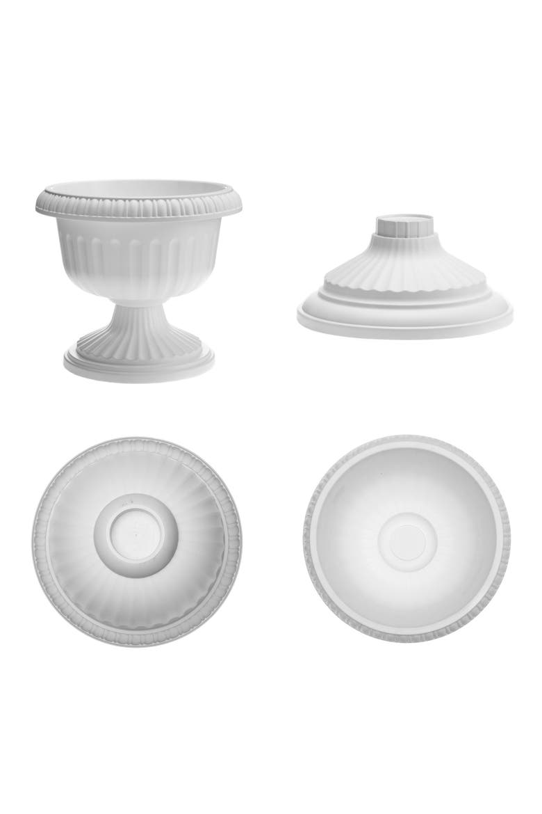 Grecian Pedestal Urn Planter 18 Inch, Casper White, Alternate, color, White