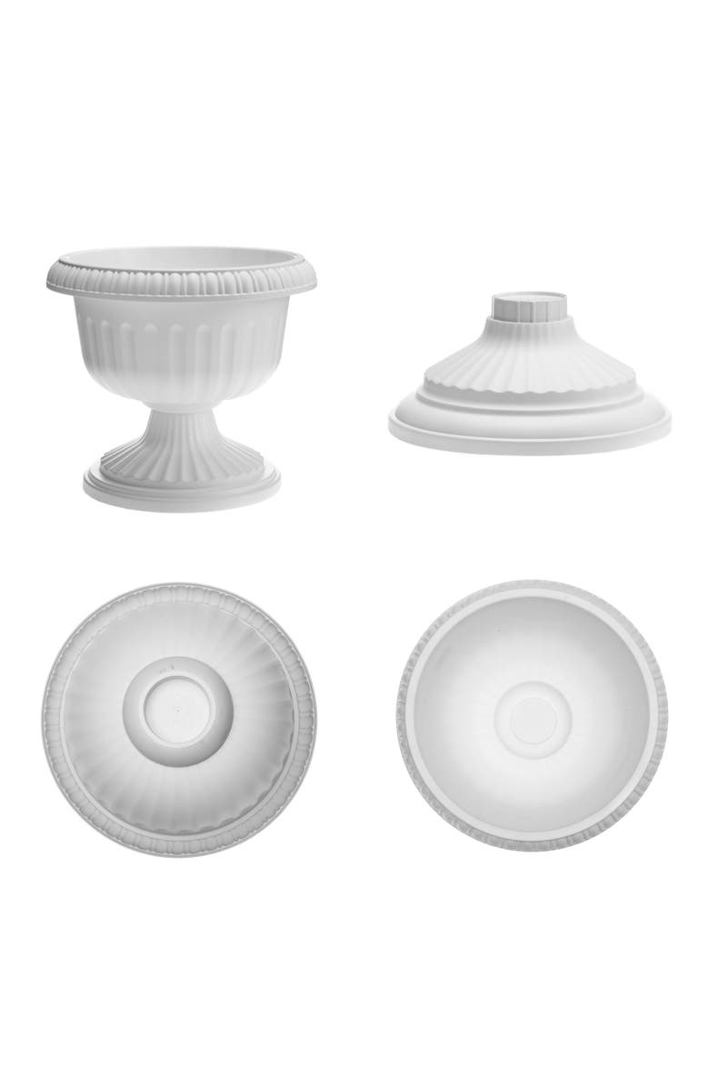Bloem Grecian Pedestal Urn Planter 18 Inch, Casper White, Alternate, color, White