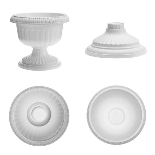 Bloem Grecian Pedestal Urn Planter 18 Inch, Casper White In White