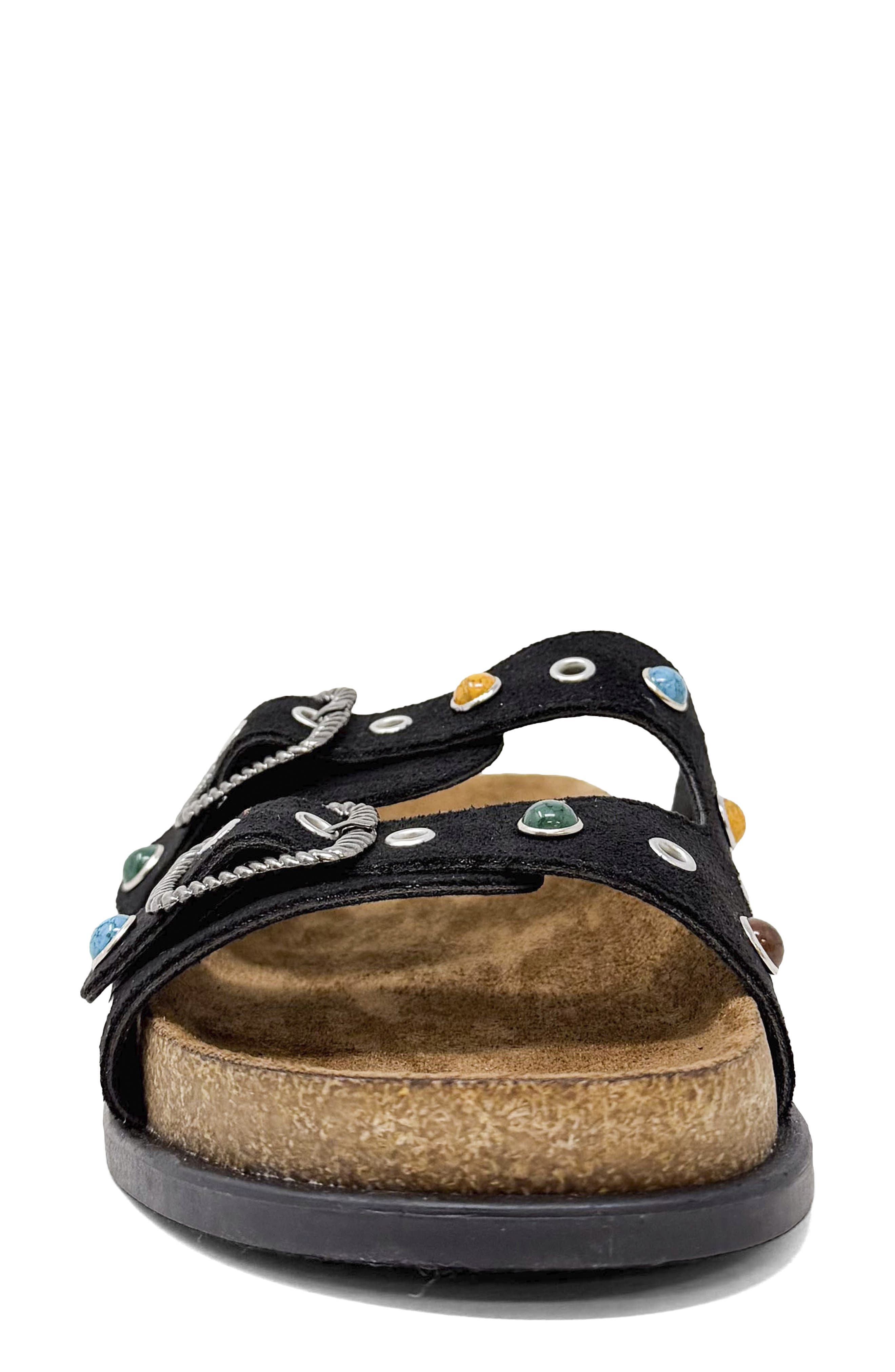 SHUSHOP Bloom Slide Sandal, Alternate, color, Black