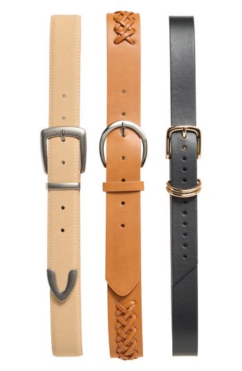 Vince Camuto 3-for-1 Buckle Belt Set In Tan
