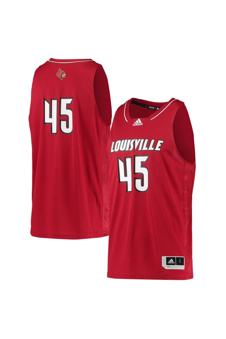 Men's adidas #45 Red Louisville Cardinals Swingman Basketball Jersey, Main, color, Red