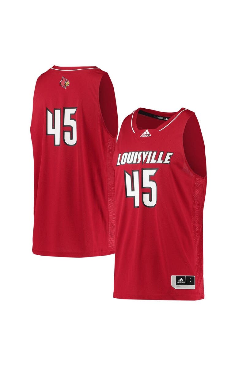adidas Men's adidas #45 Red Louisville Cardinals Swingman Basketball Jersey, Main, color, Red