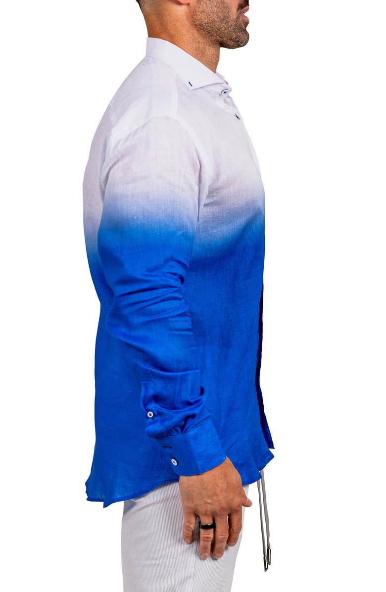 Maceoo Eins Marthy Contemporary Fit Linen Button-Up Shirt, Alternate, color, Blue