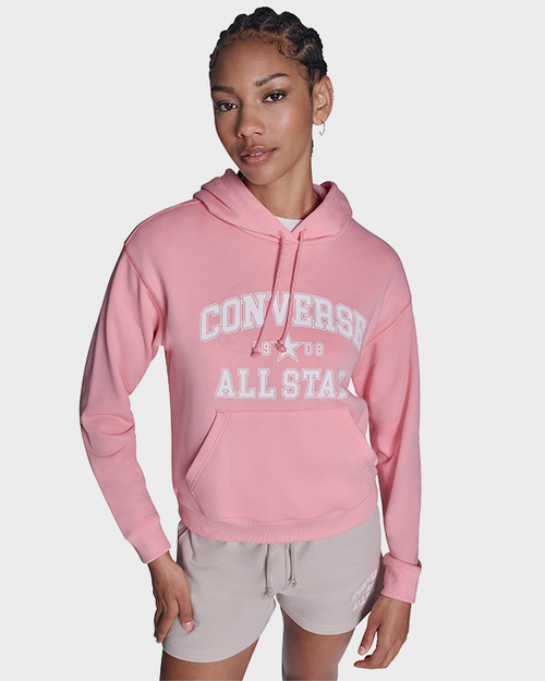 Converse All Star French Terry Pullover Hoodie In Pink