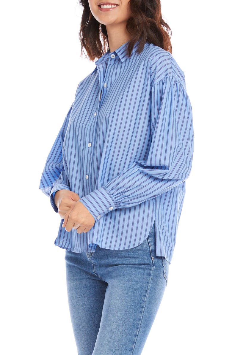 Karen Kane Yarn Dye Stripe Long Sleeve Button-Up Shirt, Alternate, color,