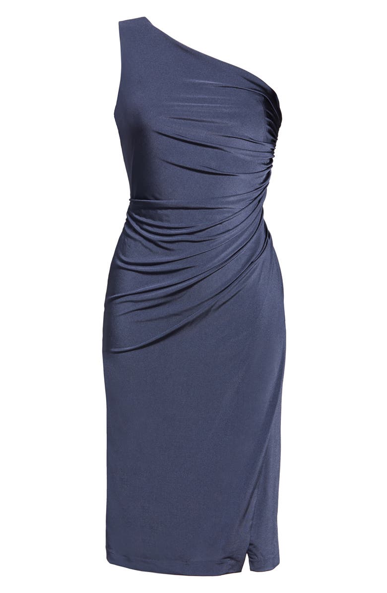 Eliza J Ruched One-Shoulder Cocktail Dress, Alternate, color, 