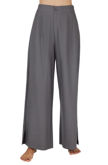 90 Degree By Reflex Fifth Ave Wide Leg Stretch Denim Pants In Charcoal