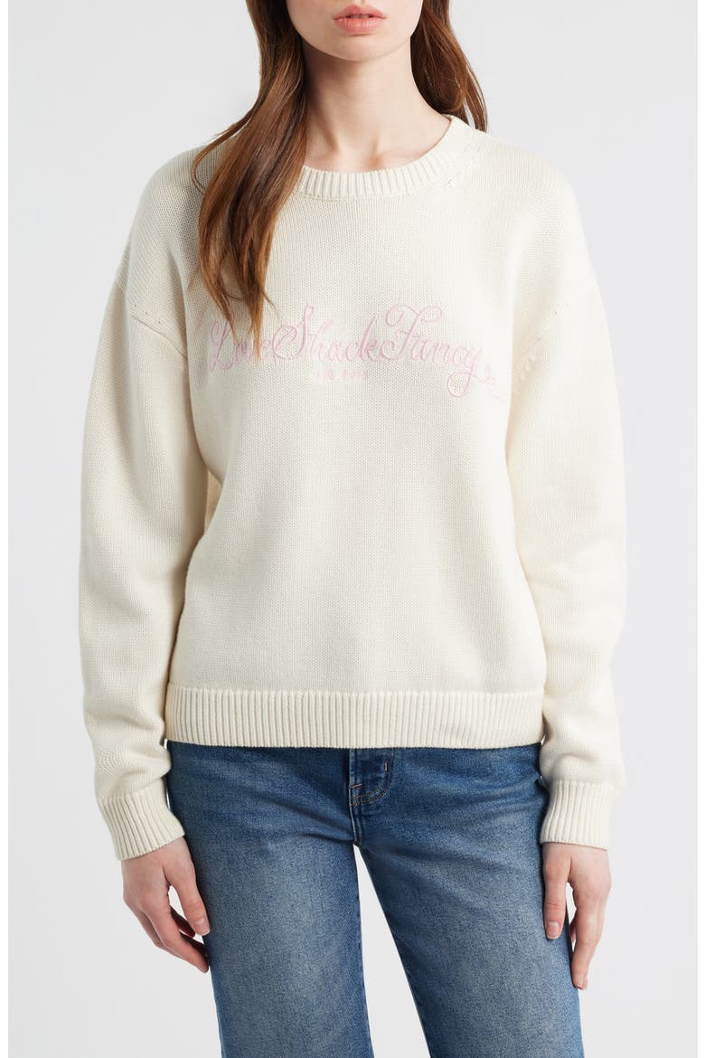 Selman Logo Embroidery Cotton & Wool Sweater, Main, color, COLD FOAM