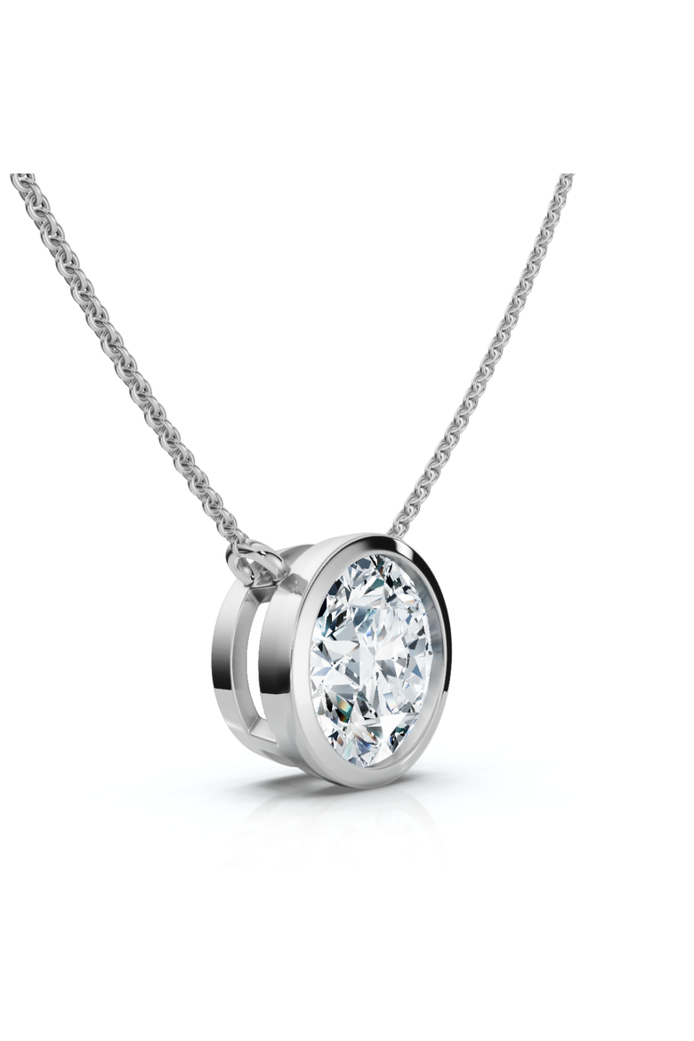 3Ct Solitaire Beezel Diamond Pendant Necklace 18" 14k Gold Lab Grown, Alternate, color, 14k White Gold