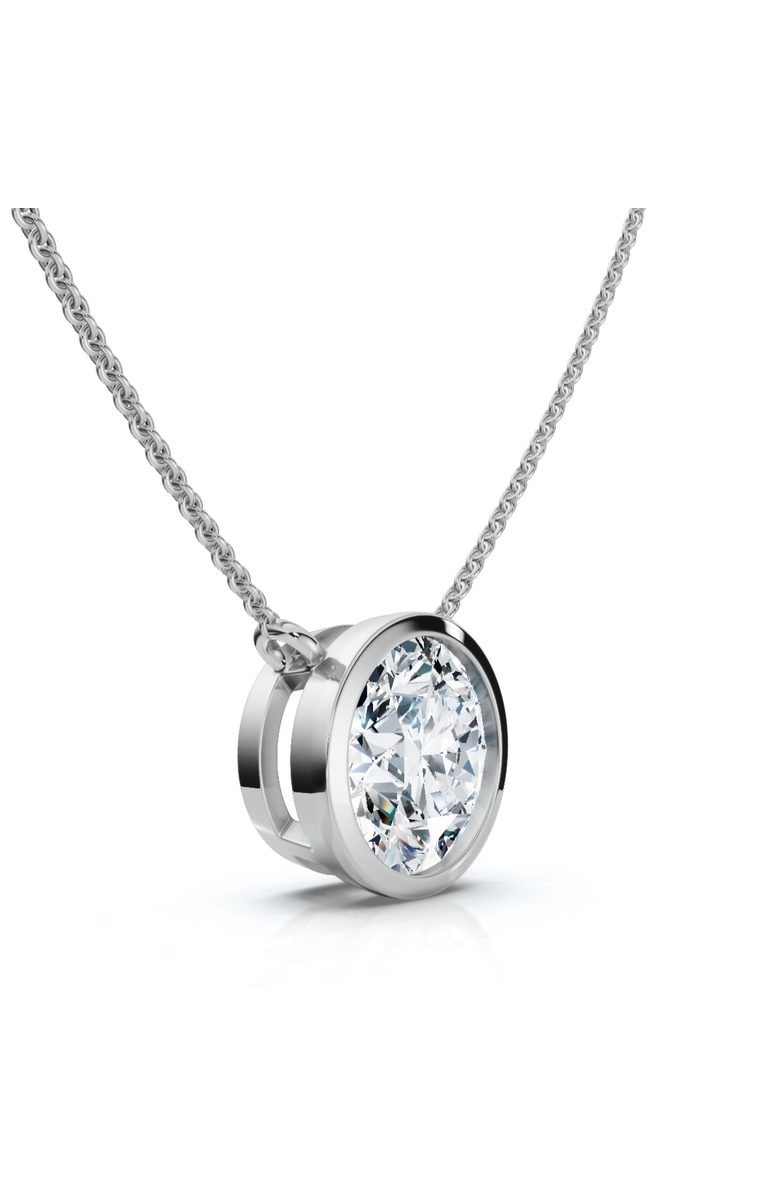 Bliss Diamond 3Ct Solitaire Beezel Diamond Pendant Necklace 18" 14k Gold Lab Grown, Alternate, color, 14K White Gold