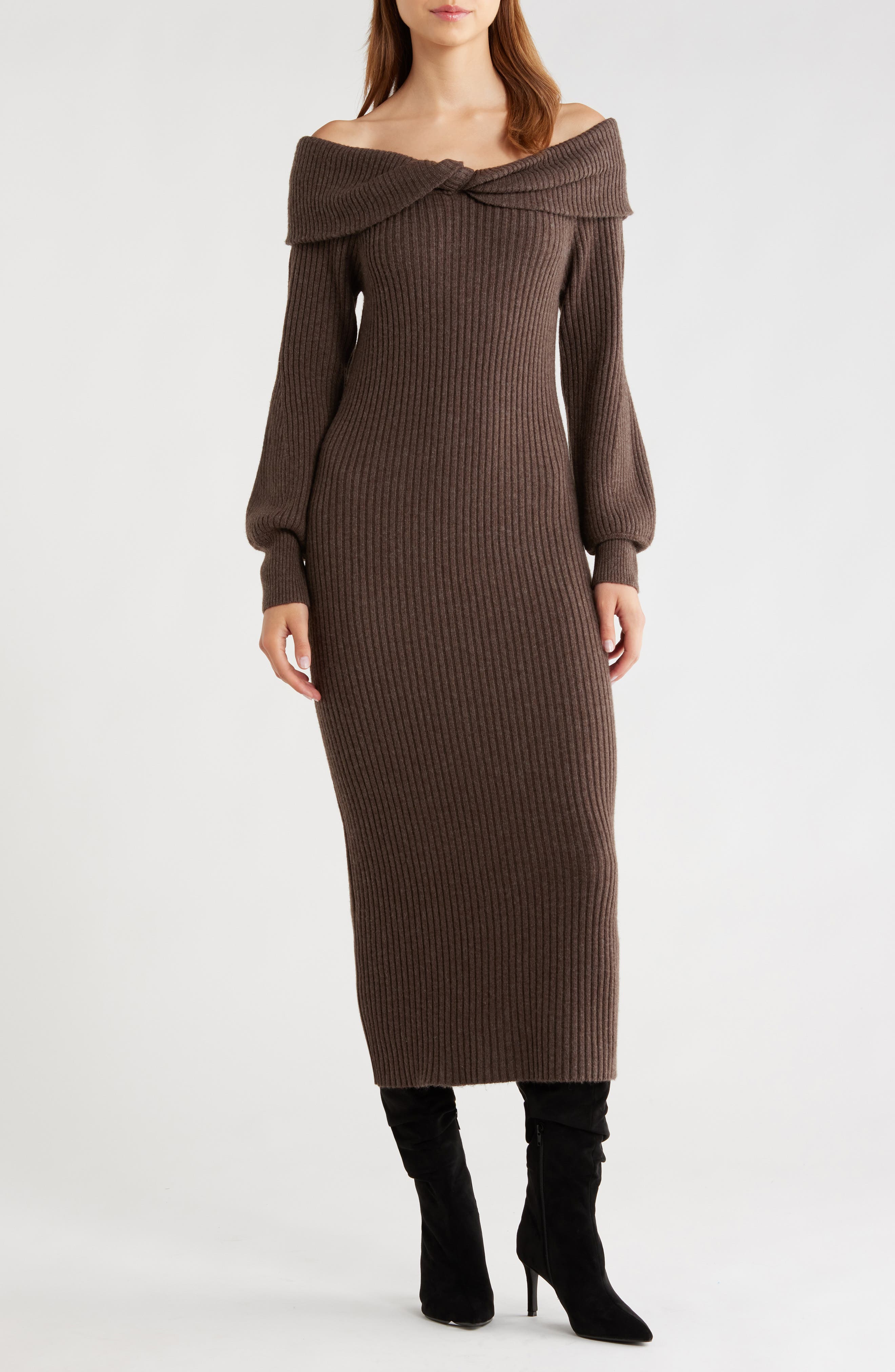 ASTR the Label Tilde Long Sleeve Rib Sweater Dress