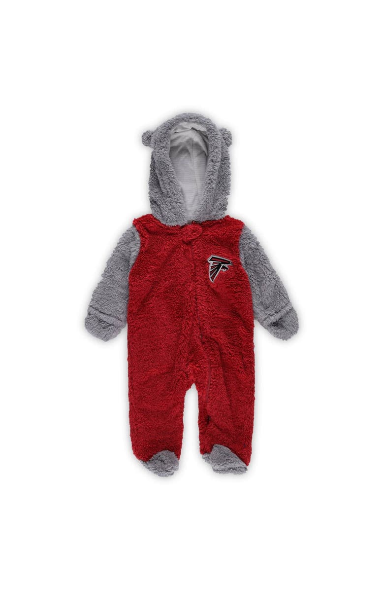 Outerstuff Newborn & Infant Red/Gray Atlanta Falcons Game Nap Teddy Fleece Bunting Full-Zip Sleeper, Main, color, 