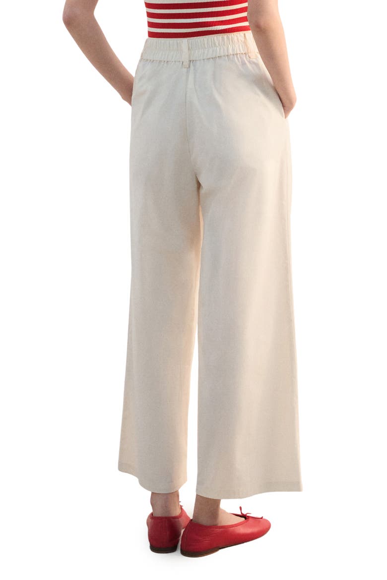 Pleated High Waist Crop Wide Leg Cotton Pants, Alternate, color, PASTEL YELLOW