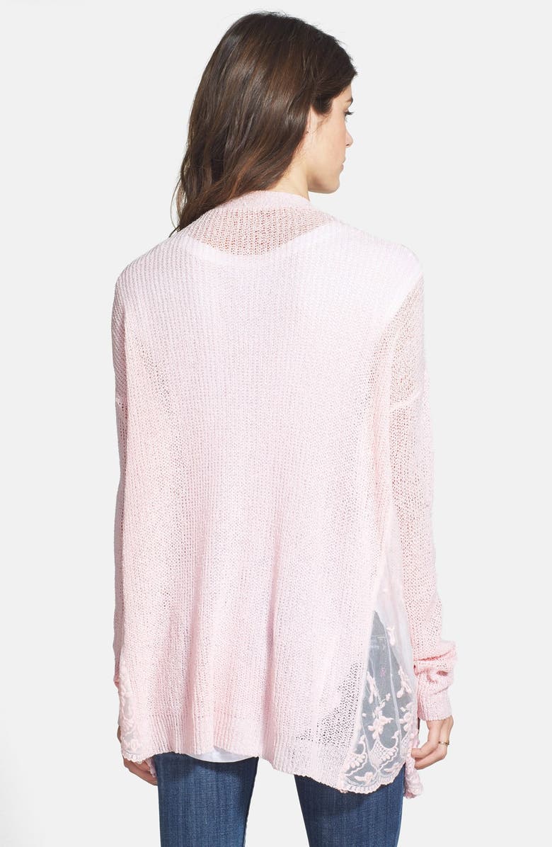 Love By Design Lace Inset Open Cardigan, Alternate, color, 