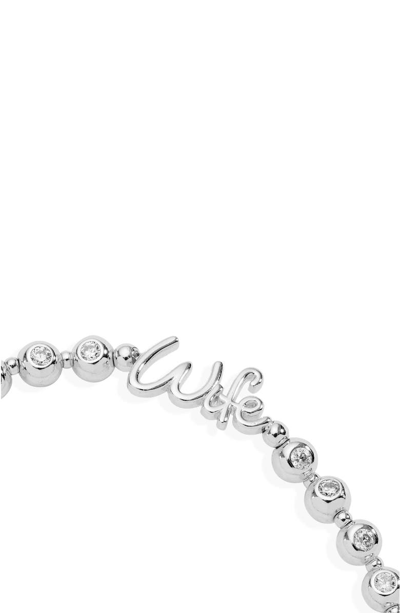 Alex and Ani Wife Elongated Crystal Stretch Bracelet, Alternate, color, Silver