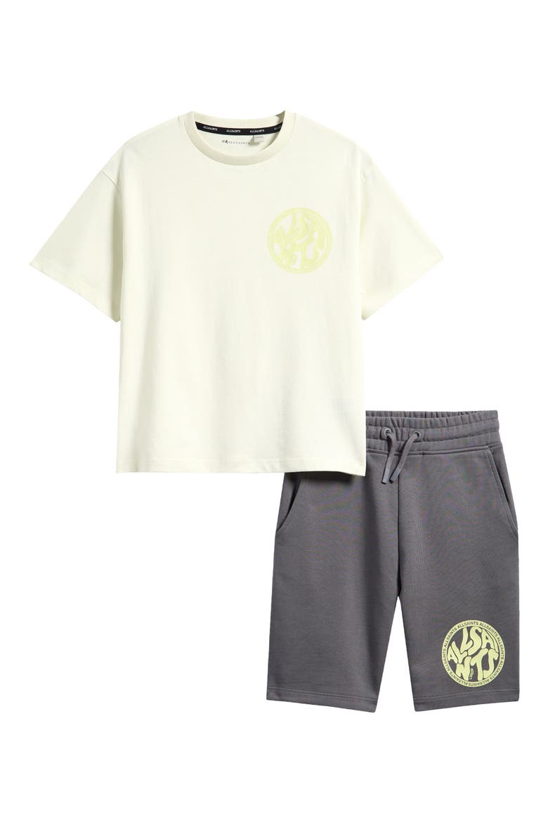 Kids' Distortion Graphic T-Shirt & Drawstring Shorts Set, Main, color, WHITE