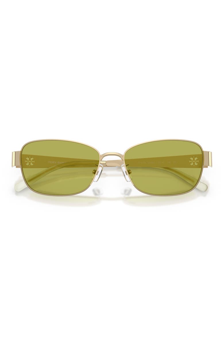 55mm Rectangular Sunglasses, Alternate, color, SHINY LIGHT GOLD / GREEN