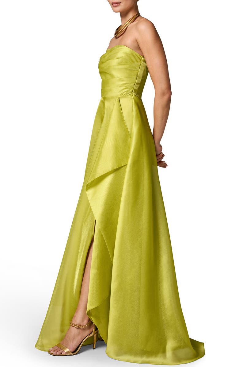 Donna Karan New York Strapless Ruffle Gown, Alternate, color, Summer Citrus