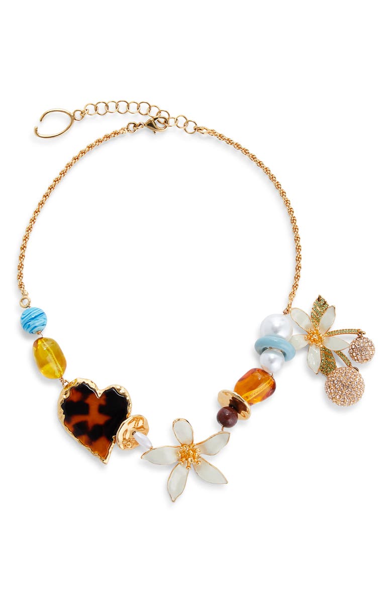 Oscar de la Renta Orange Blossom Charm Necklace, Main, color, Multi