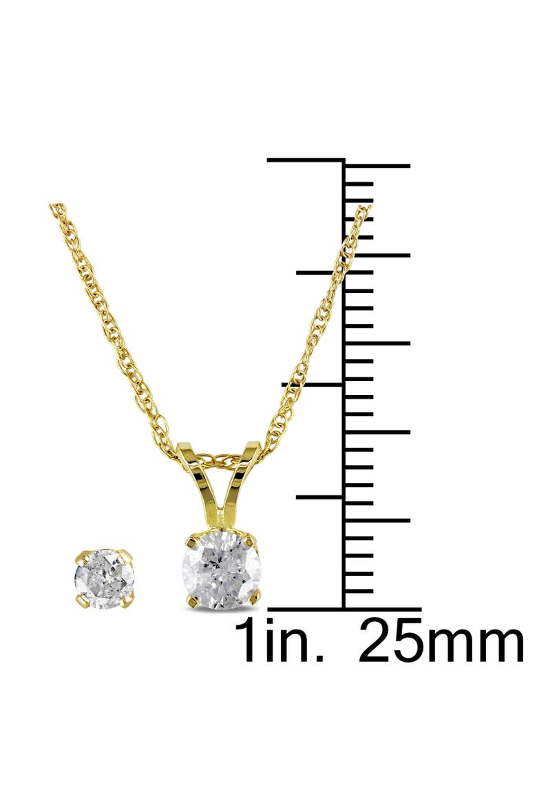 2-Piece Set Diamond Solitaire Necklace & Earrings 14k, Alternate, color, Yellow Gold