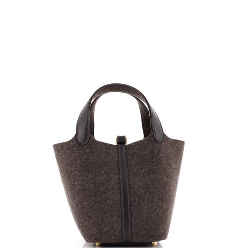 Pre-owned Hermes  Hermes Picotin Lock Bag Felt With Leather Pm In Brown