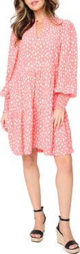 GIBSONLOOK Printed Tiered Long Sleeve Dress