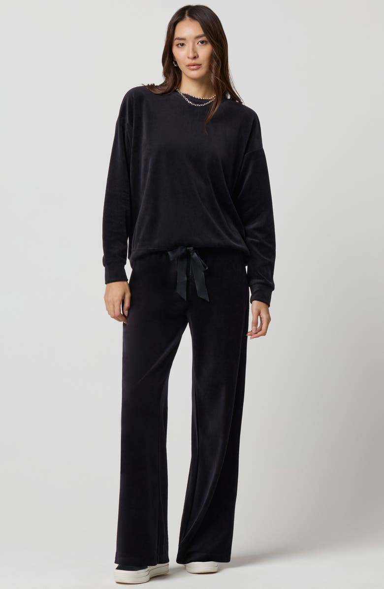 Florence by Mills Crewneck Velour Sweatshirt, Alternate, color, Black
