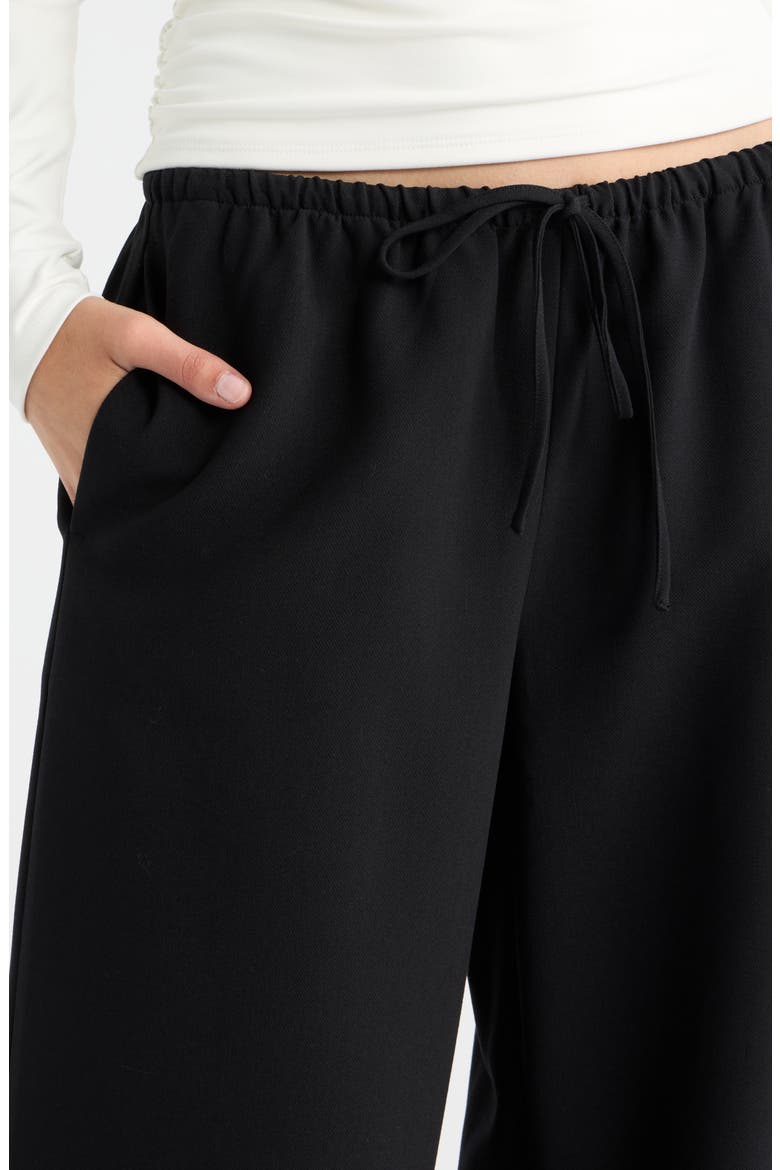 Icon Twill Pull-On Wide Leg Pants, Alternate, color, BLACK