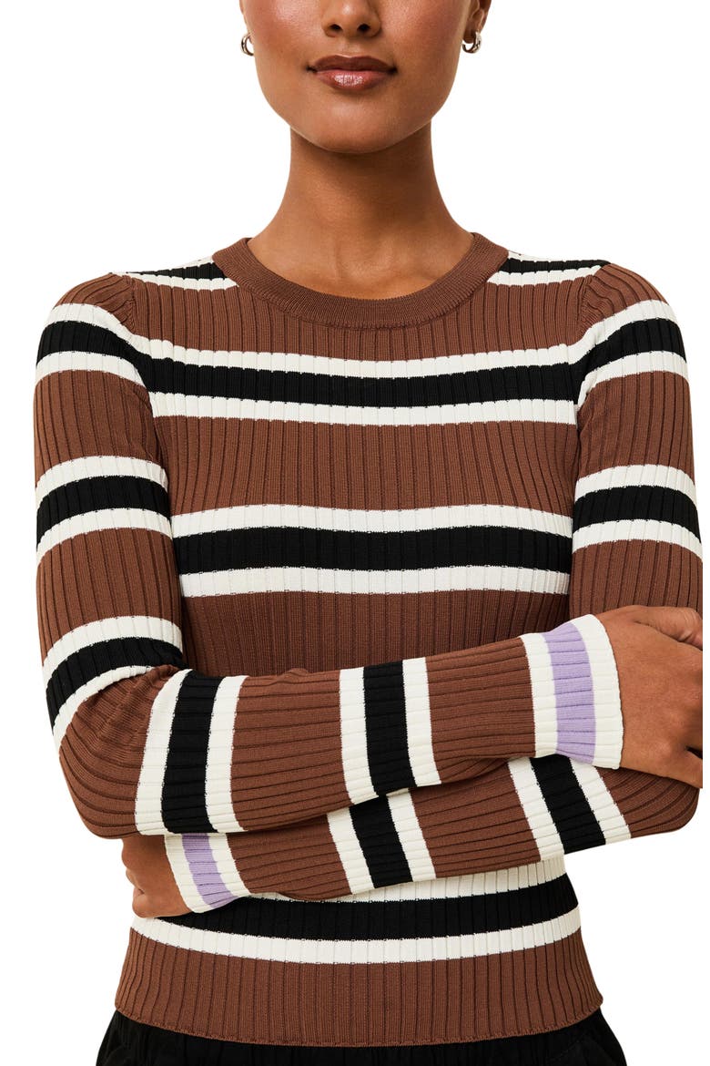 The Dora Rib Stripe Top, Alternate, color, COCONUT STRIPE