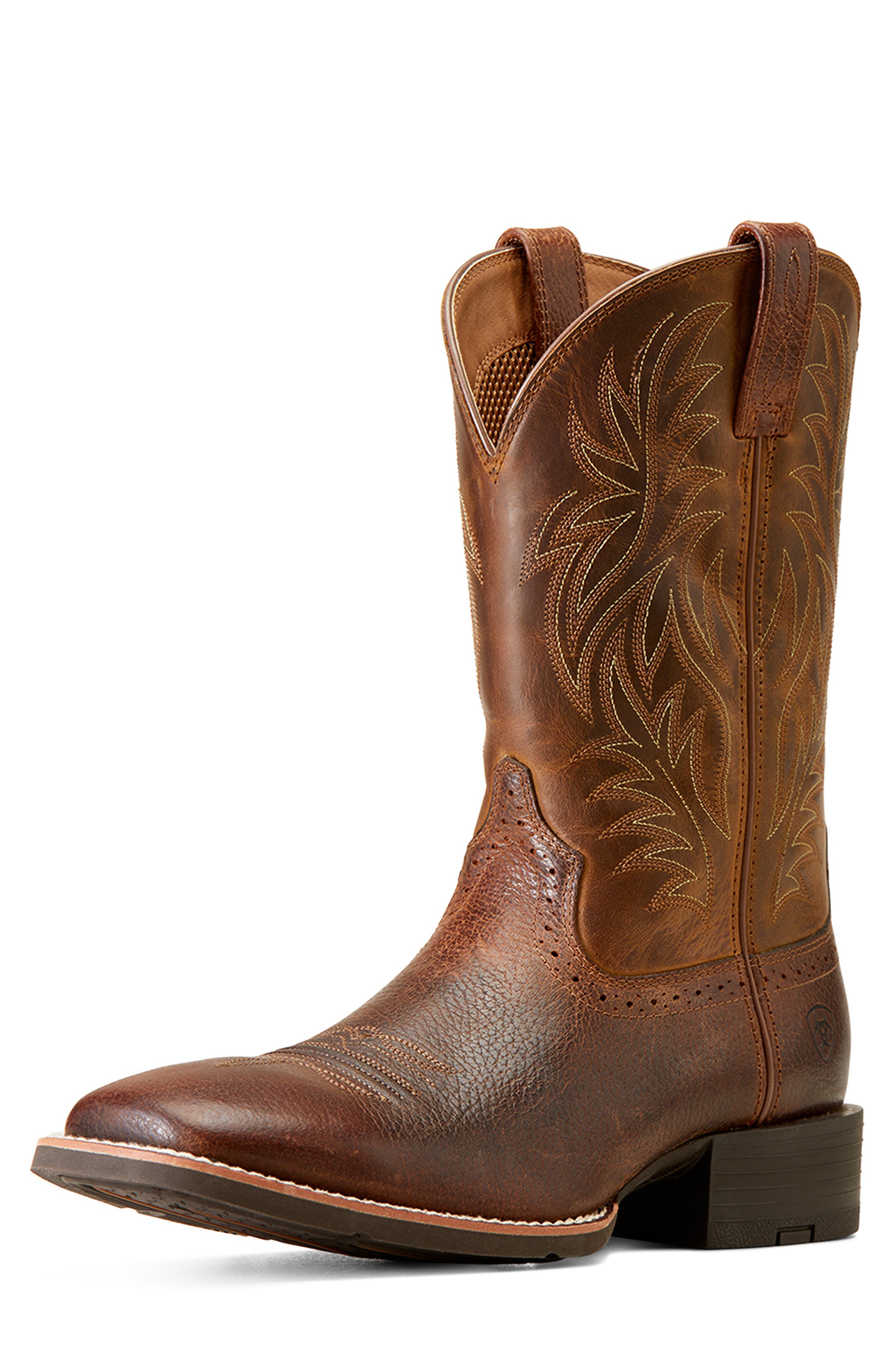 Sport Wide Square Toe Cowboy Boot, Alternate, color, FIDDLE BROWN/ POWDER BROWN