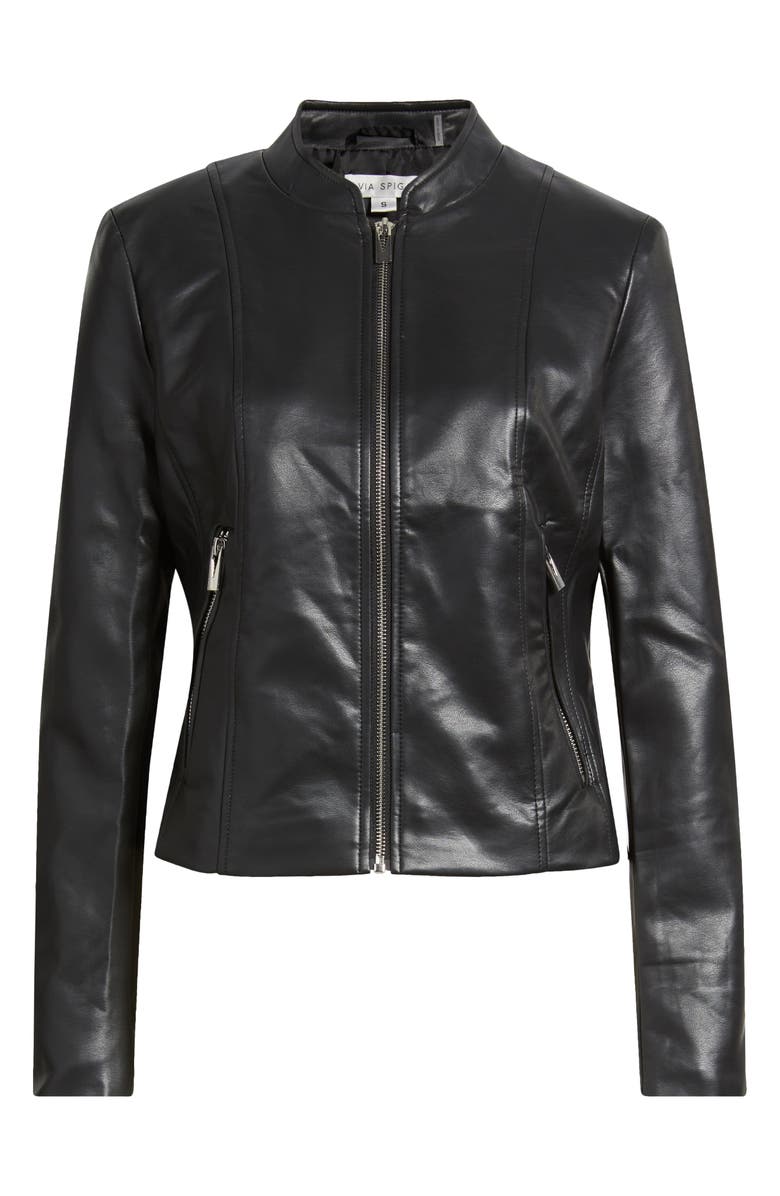 Via Spiga Front Zip Faux Leather Jacket, Main, color, 