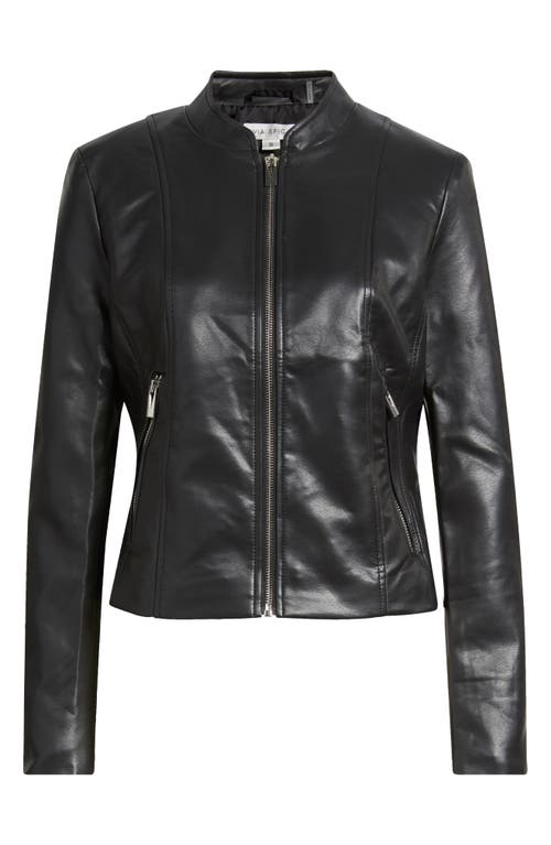 Via Spiga Front Zip Faux Leather Jacket In Black