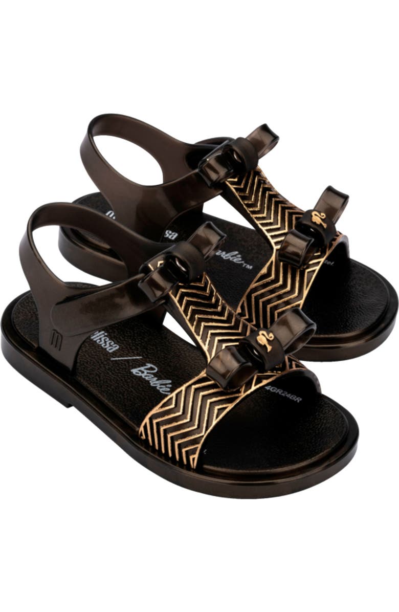Mini Melissa x Barbie Kids' Dream Sandal, Main, color, Pearl Black/ Gold